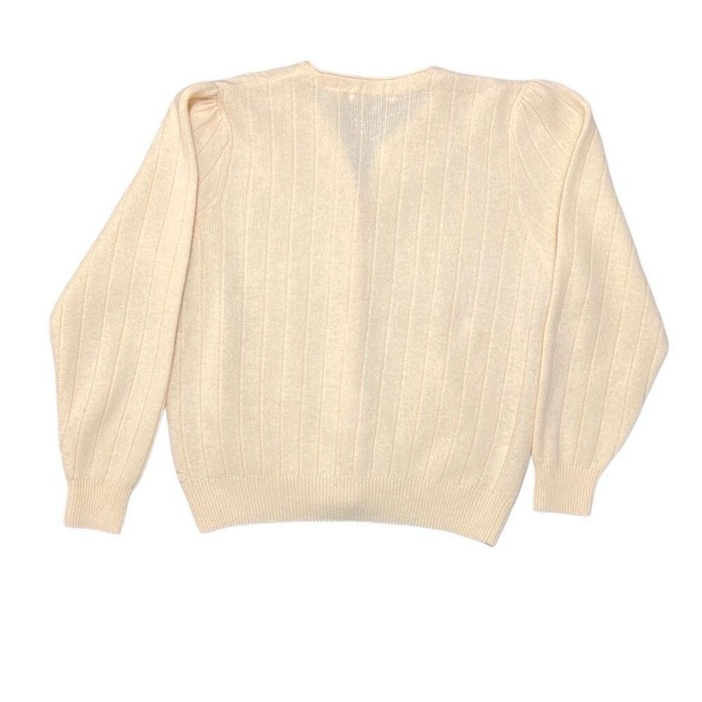 C. WEBB CO Cream Cable Knit Cardigan - Vintage Size L